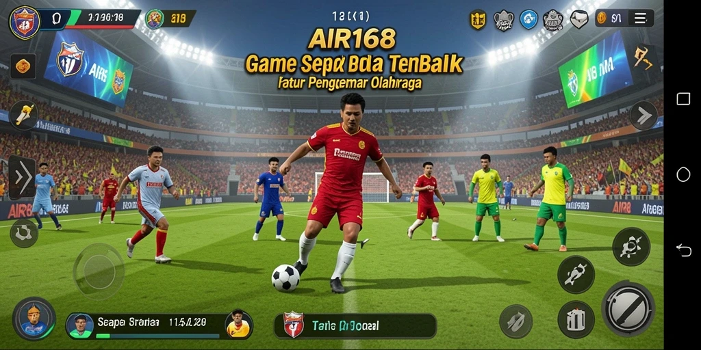Screenshot gameplay AIR168 menampilkan momen mendebarkan di lapangan sepak bola.