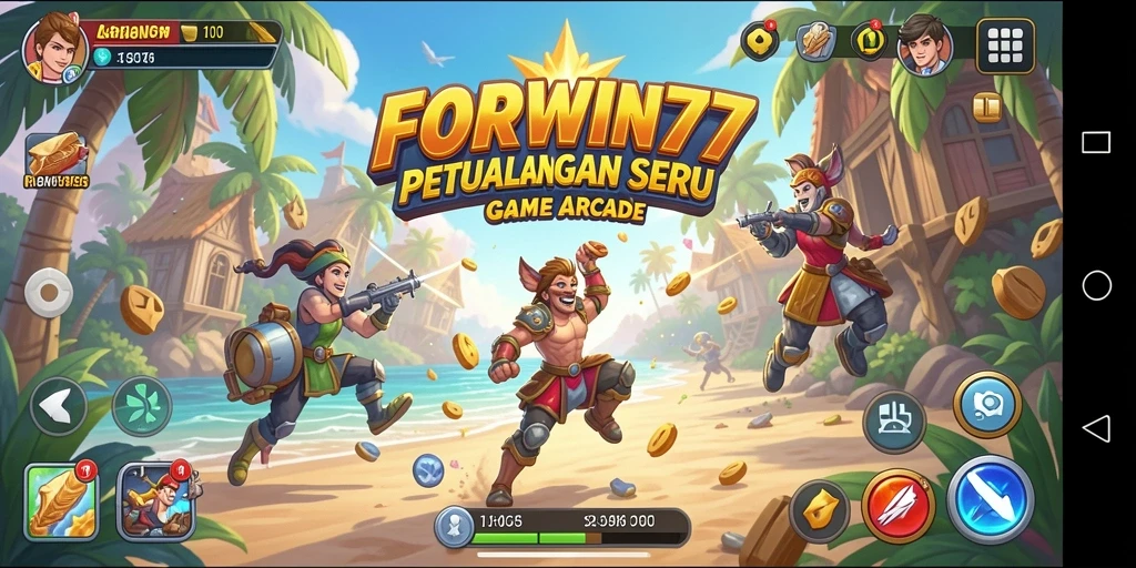 Tampilan gameplay FORWIN77 yang penuh warna dan seru.