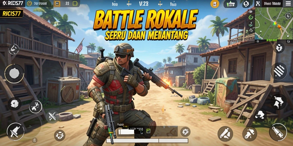 Screenshot gameplay <strong>RICIS77</strong> menampilkan aksi seru di arena pertempuran.