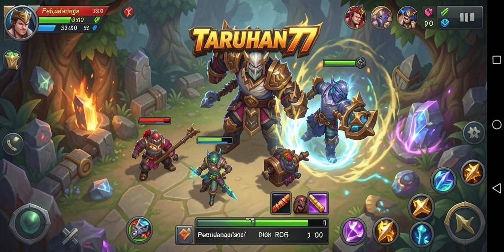 Tangkapan layar menunjukkan aksi seru dalam gameplay RPG TARUHAN77.
